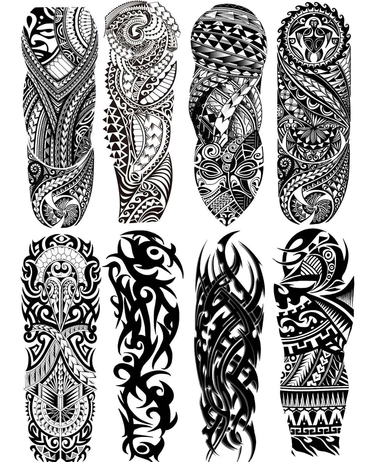 PADOUN tatuaje temporal tribal manga completa de 8 hojas, look realista sin compromiso.