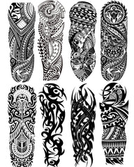 PADOUN tatuaje temporal tribal manga completa de 8 hojas, look realista sin compromiso.