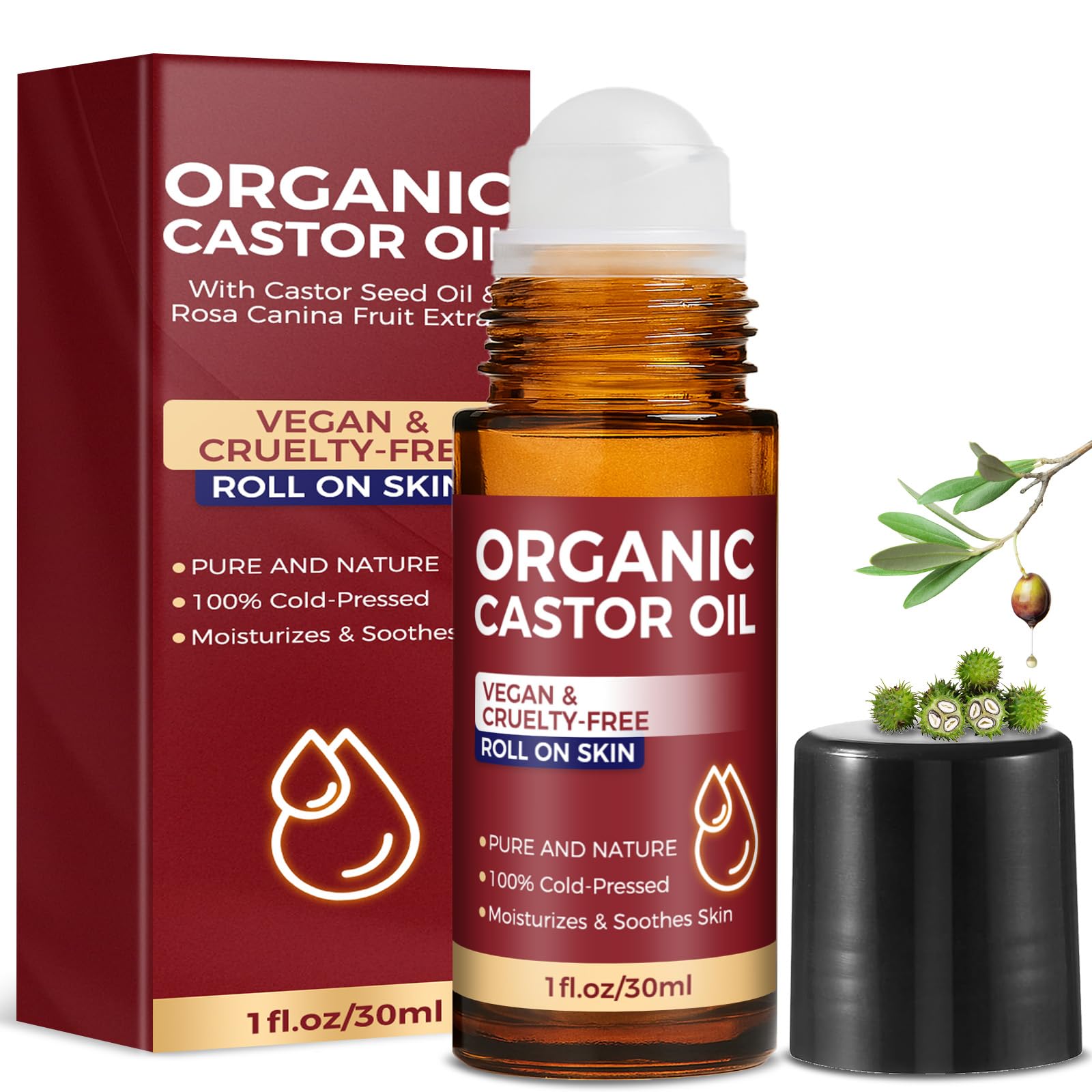 Paistely aceite de ricino roll-on para cabello; apoyo suave para el cuero cabelludo y el crecimiento potencial.