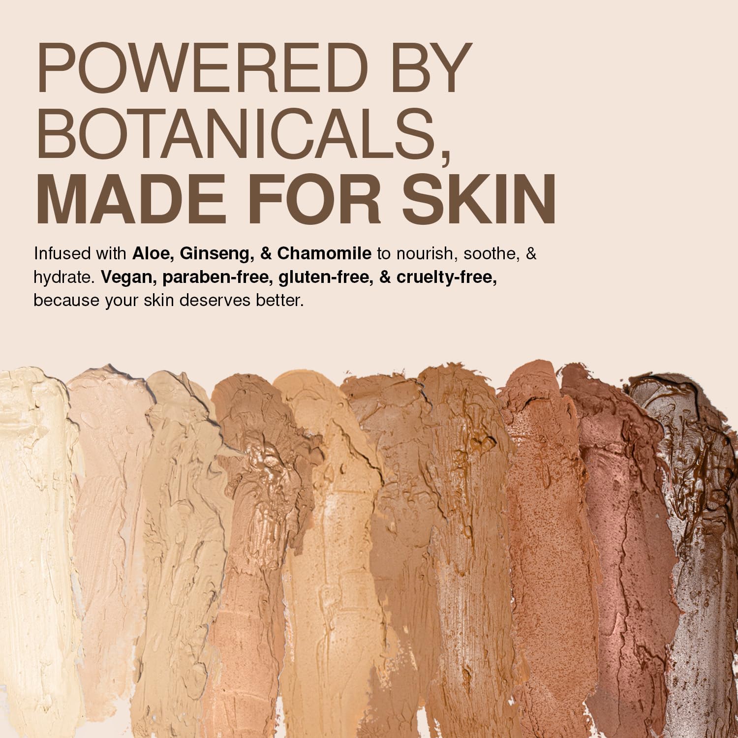 Palladio BUILD & BLEND Foundation Stick con ingredientes botánicos ginseng aloe