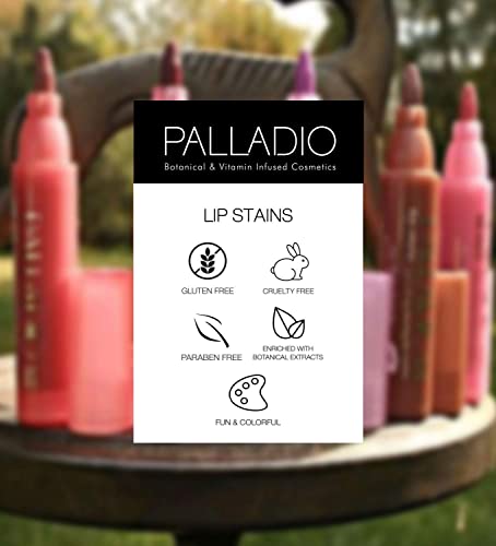 Palladio Lip Stain de larga duración para colores intensos.