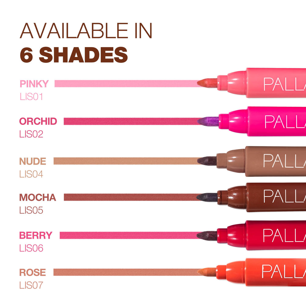Tono nude Palladio Lip Stain para un look natural.