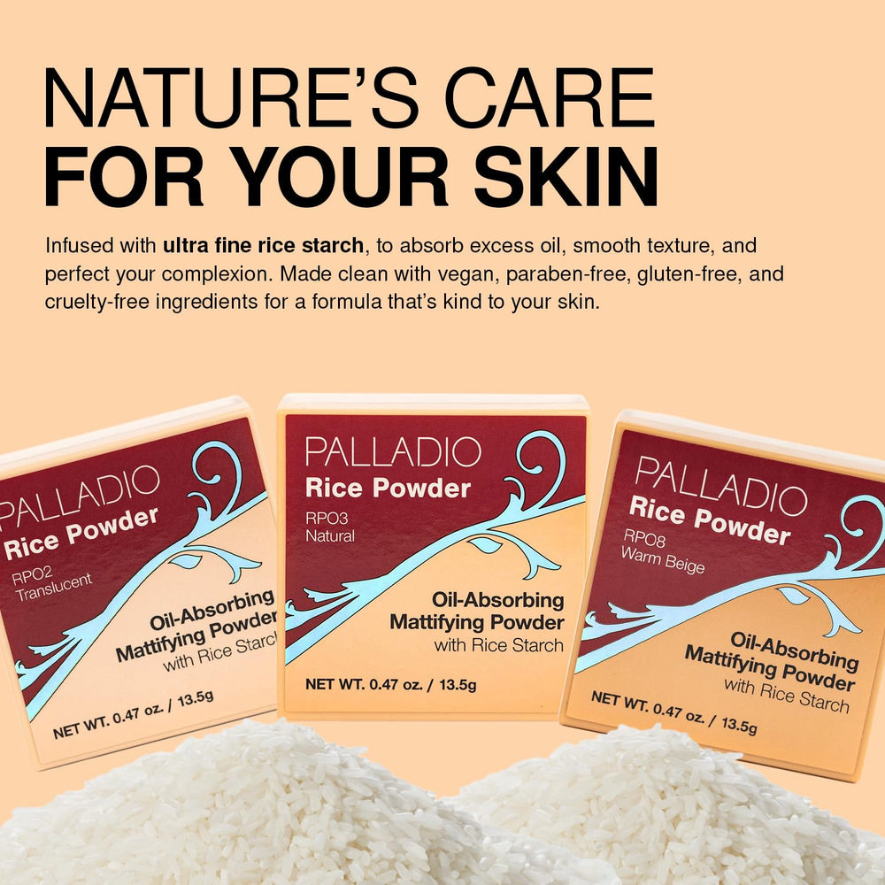 Palladio polvos arroz sueltos aplicación suave y difuminada