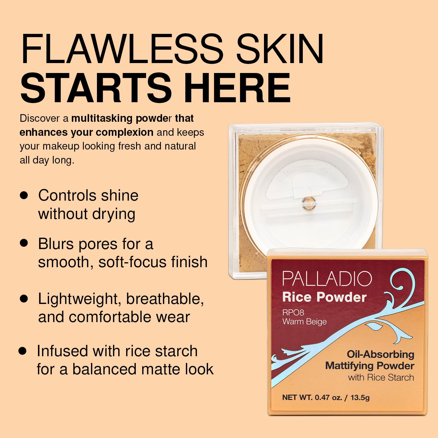 Palladio polvos arroz sueltos duración prolongada del maquillaje