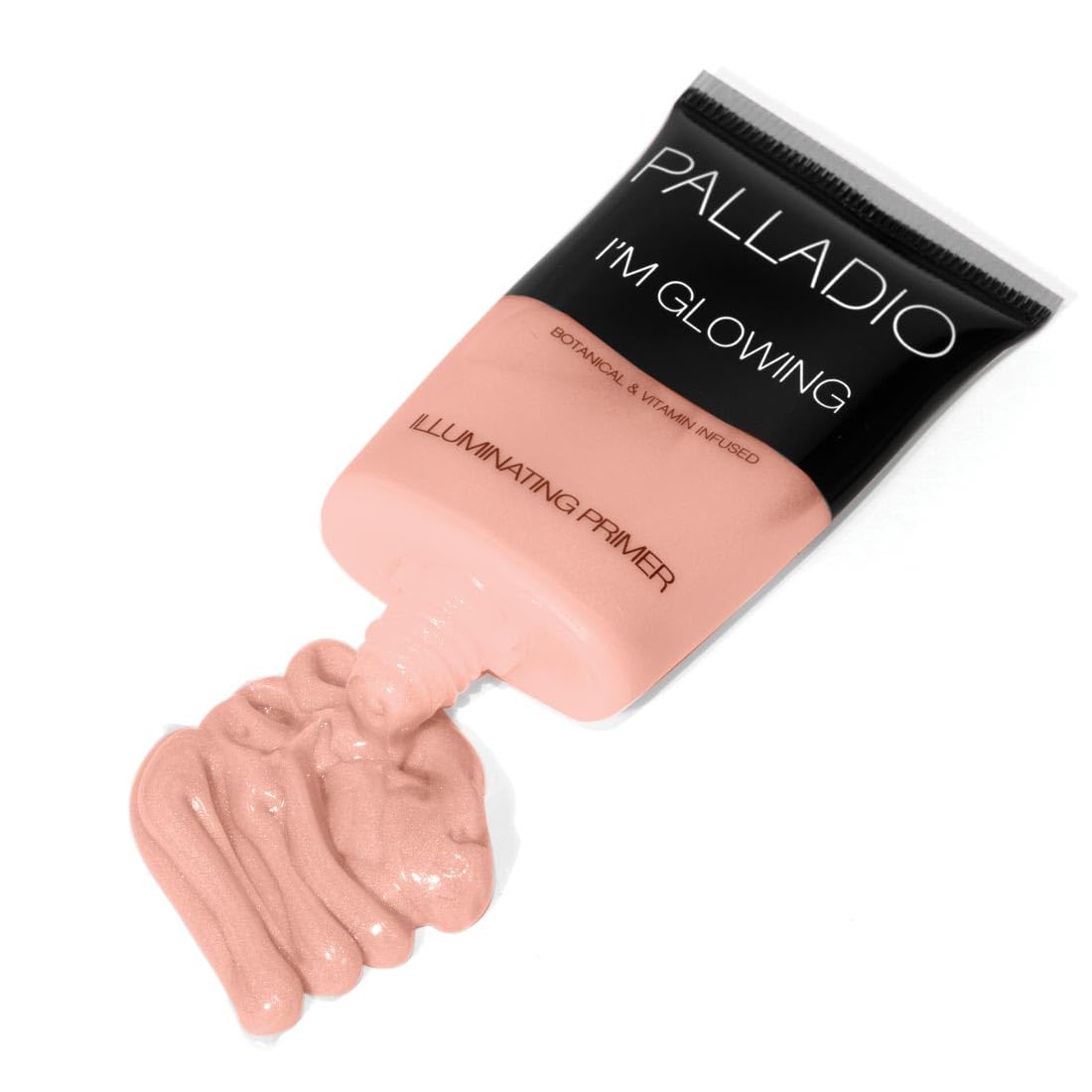 Palladio primer iluminador rosado perlado, ideal para aplicación en el rostro.