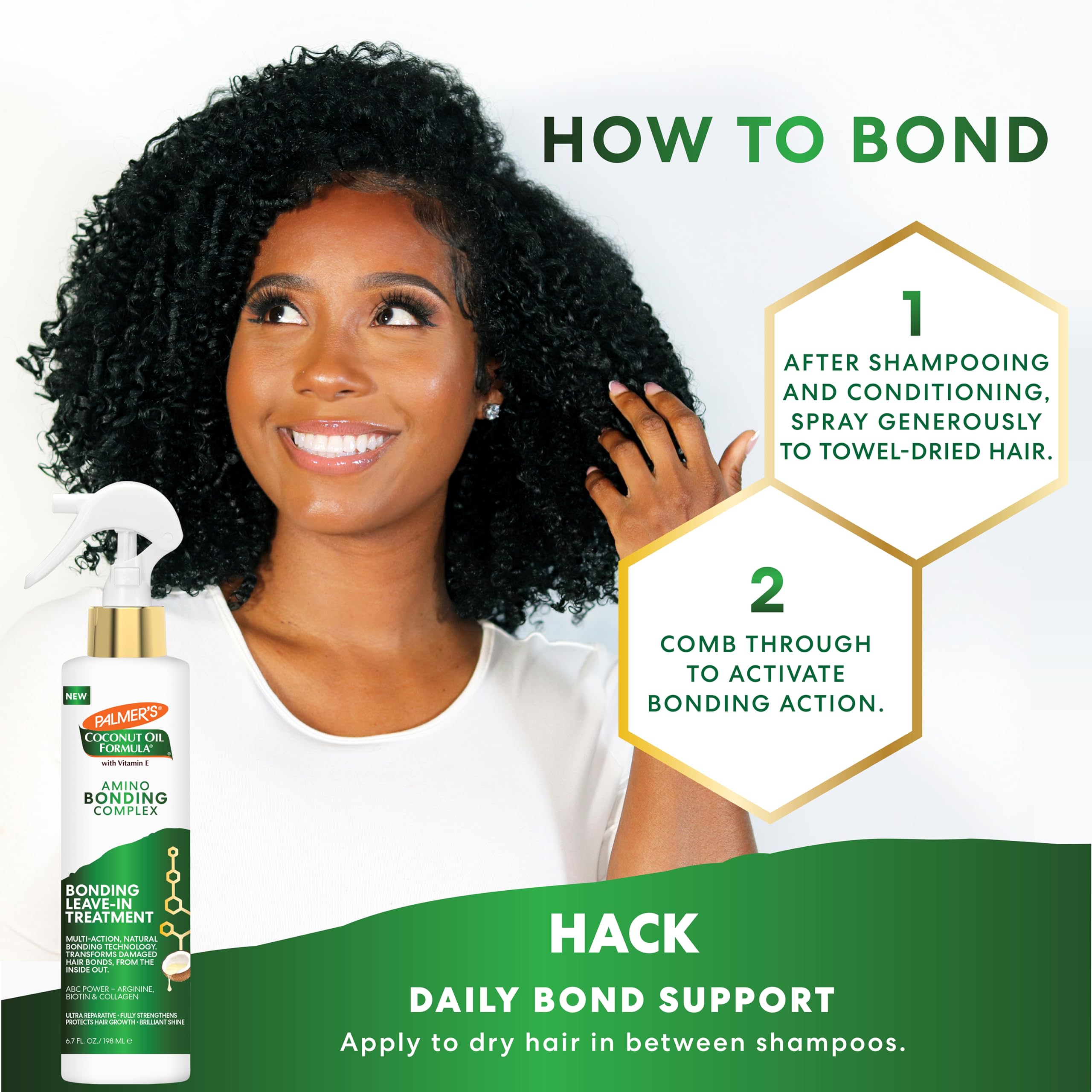 Palmer's Amino Bonding brillo de seda para acabado suave y radiante.