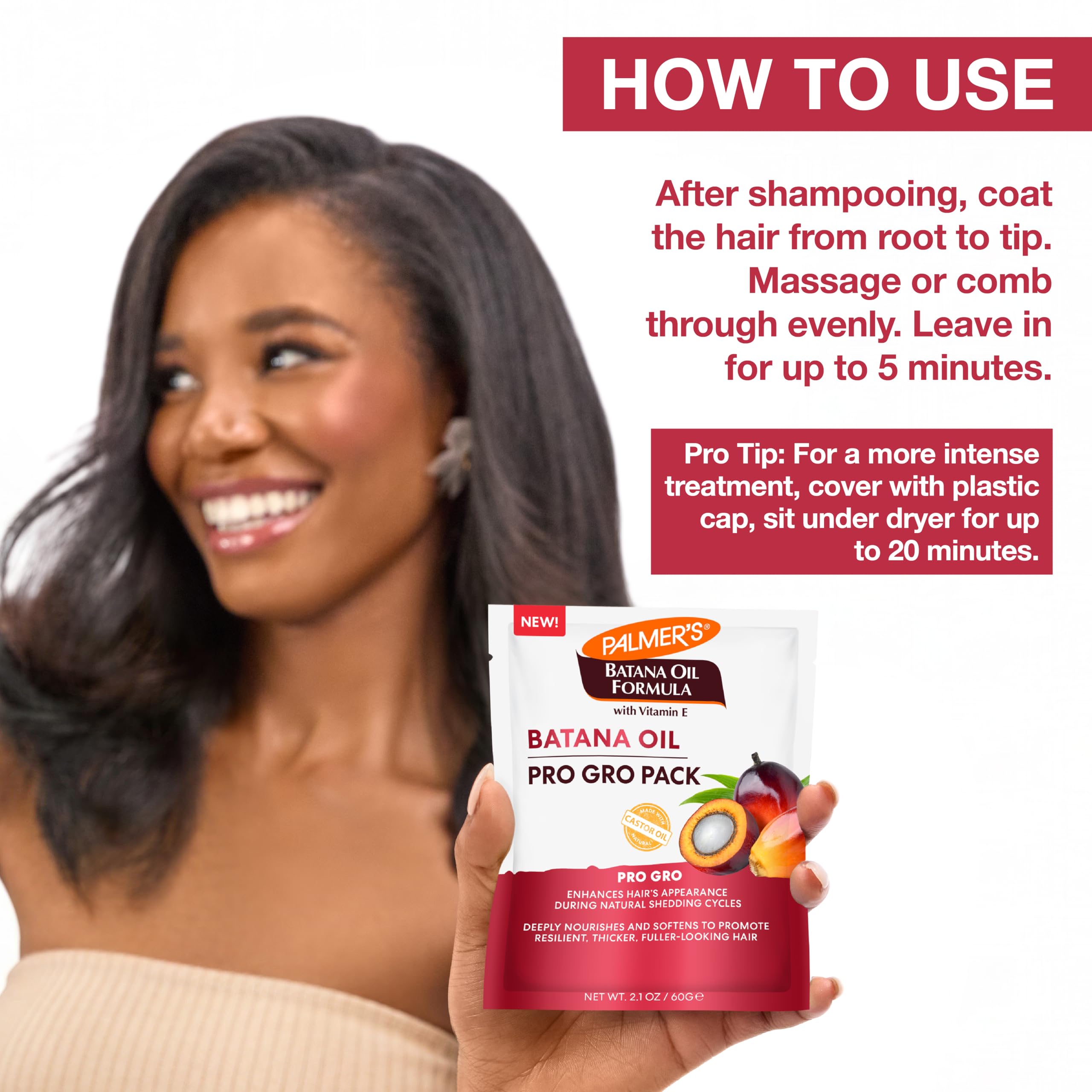 Palmer's Batana Oil Pro Gro textura cremosa para acondicionar profundamente.