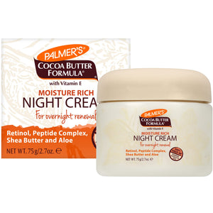 Palmer's Cocoa Butter Formula crema nocturna en bote, hidratación profunda durante la noche.