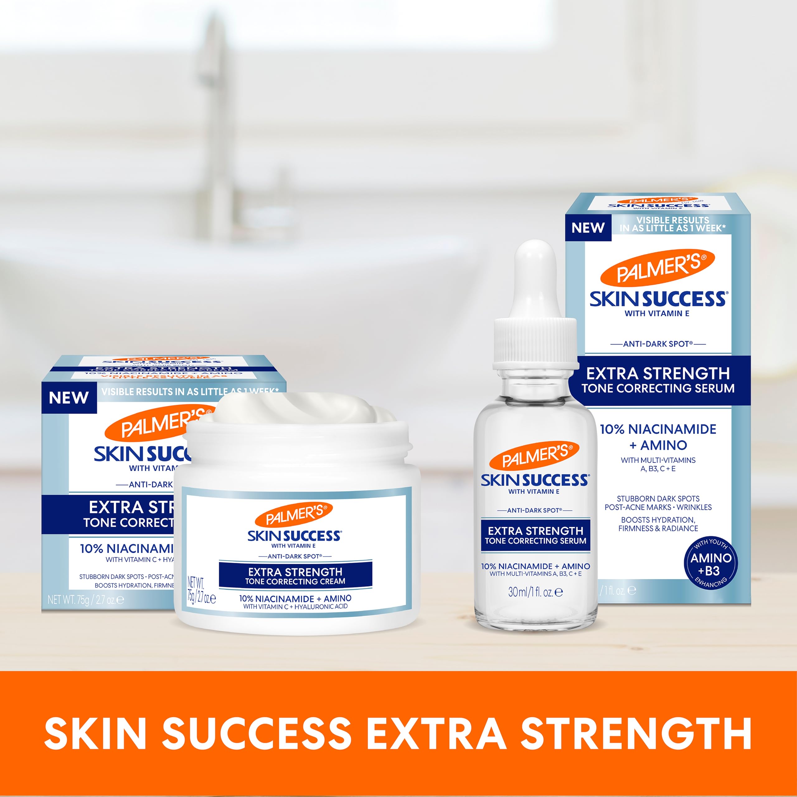 Palmer's Skin Success contiene niacinamida 10% para tono más regular.