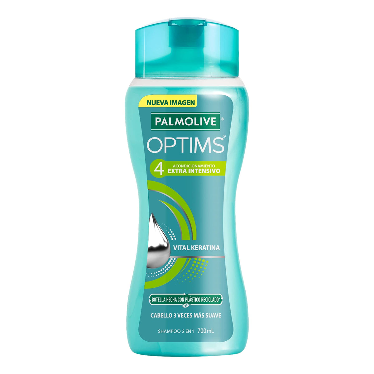 Shampoo Palmolive Optims Nivel 4 700 ml en botella, cabello suave.