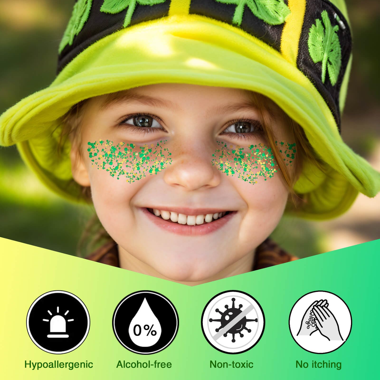 Paminify Gel Brillos Verde Dorado, perfecto para looks llamativos en fiestas