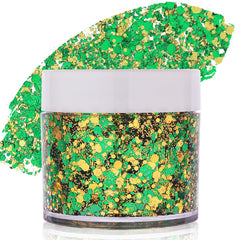 Paminify Gel Brillos Verde Dorado para rostro y cuerpo, brillo intenso para festivales