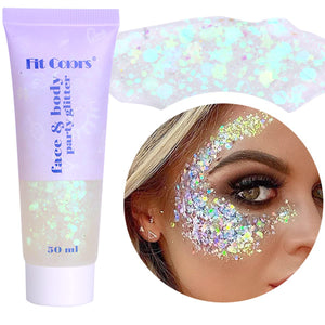Paminify glitter blanco para cara, efecto holográfico para festivales.