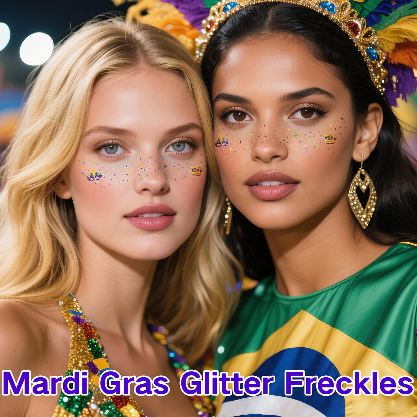 Paminify Mardi Gras tatuajes faciales para conciertos y playa, acabado duradero.