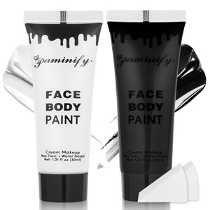 Paminify pintura blanco-negro para rostro y cuerpo, alta pigmentación para coberturas completas