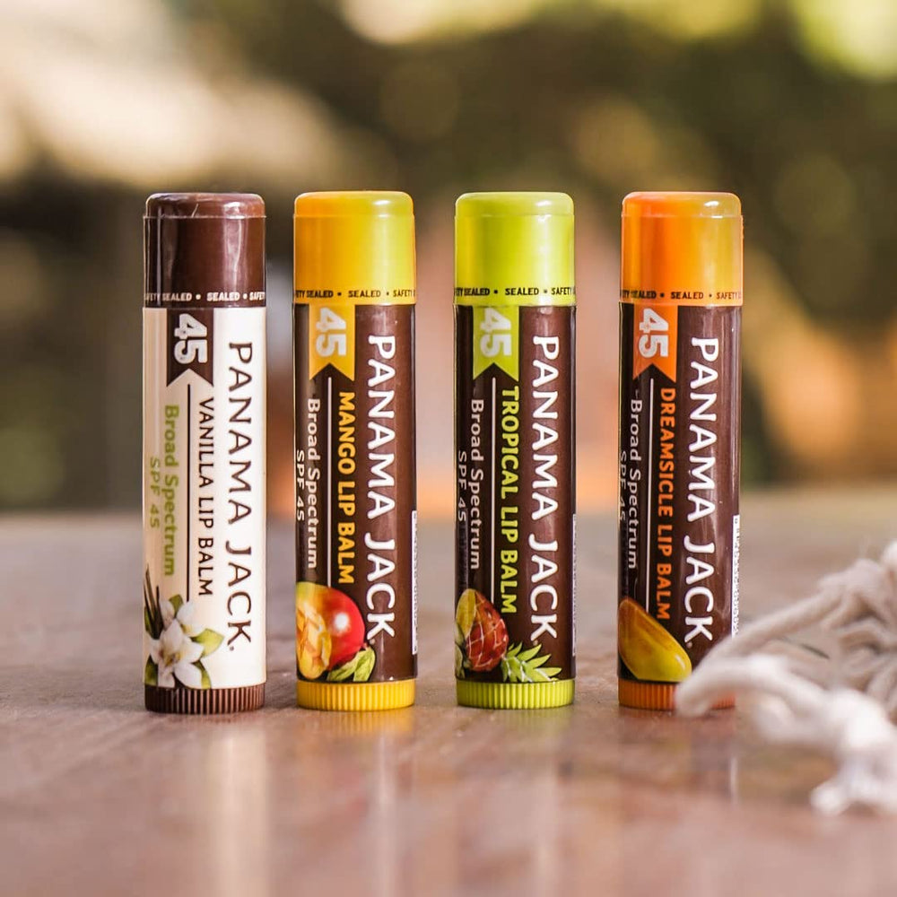 Pack de cuatro sabores Panama Jack bálsamo labial para variedad