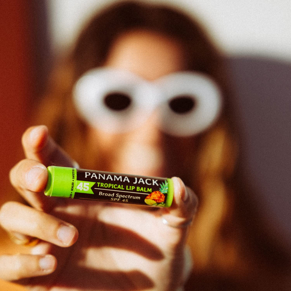 Bálsamo Panama Jack tropical con fragancia exótica y protección UVA-UVB