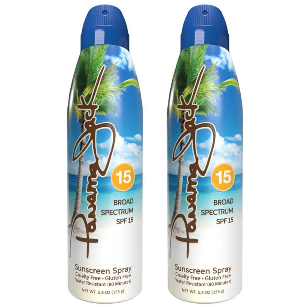 Protector solar Panama Jack en spray continuo para uso diario al aire libre.