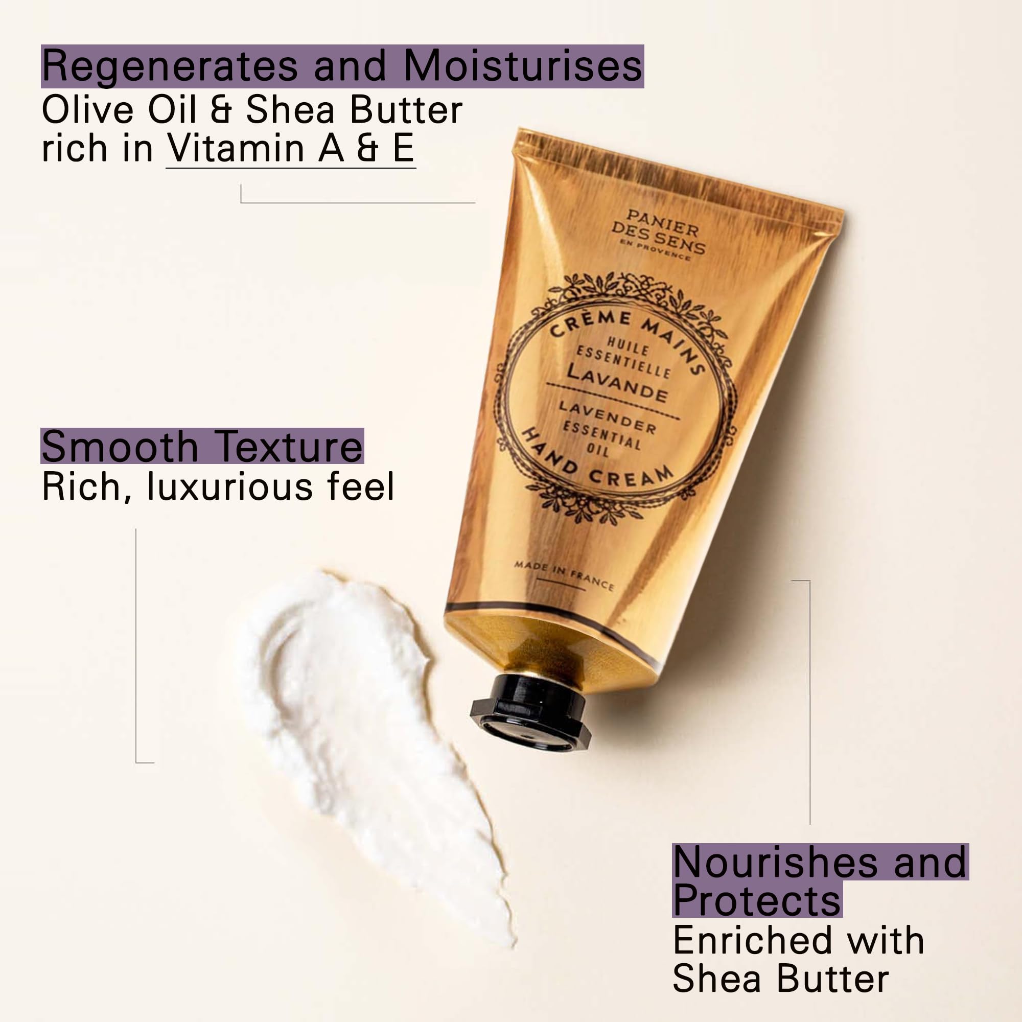 Panier des Sens crema de manos lavanda, aceite de oliva nutritivo para piel suave.