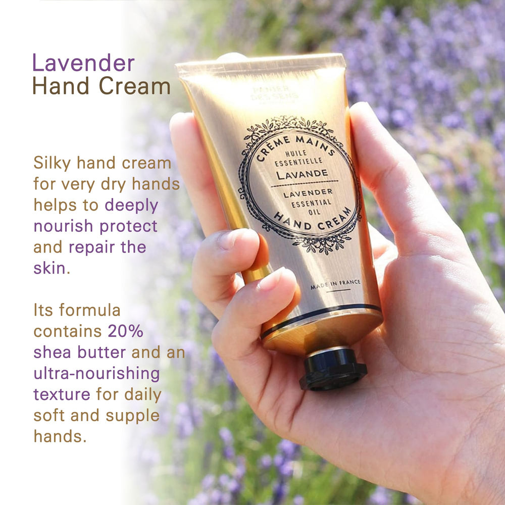 Panier des Sens crema de manos lavanda, fragancia relajante de lavanda.