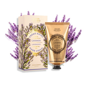 Panier des Sens crema de manos lavanda, textura seda para hidratación prolongada.