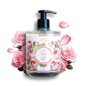 Panier des Sens jabón manos rosa, envase recargable, hidratación suave diaria.