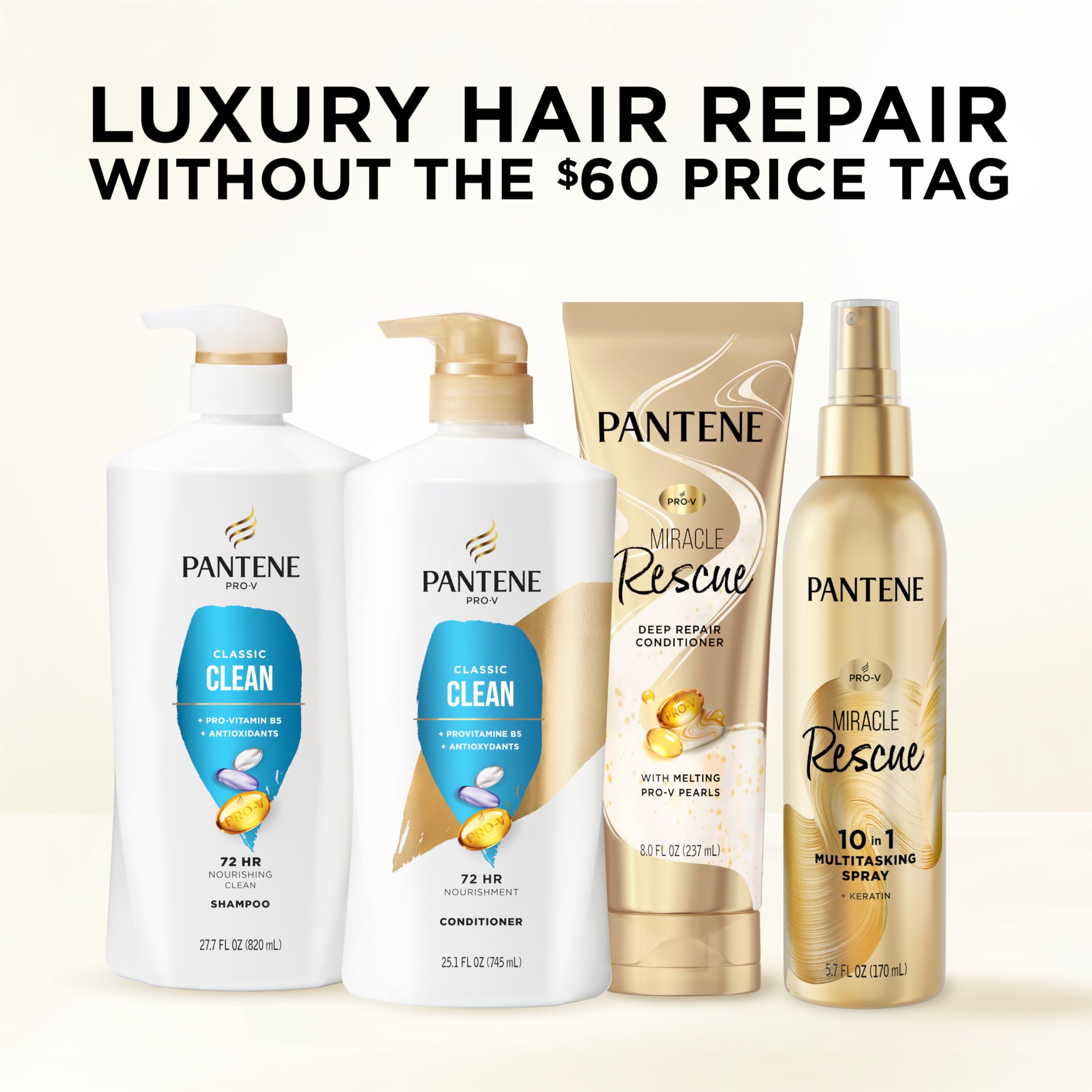 Pantene antioxidant-rich formula bottle highlights scalp-friendly balance.