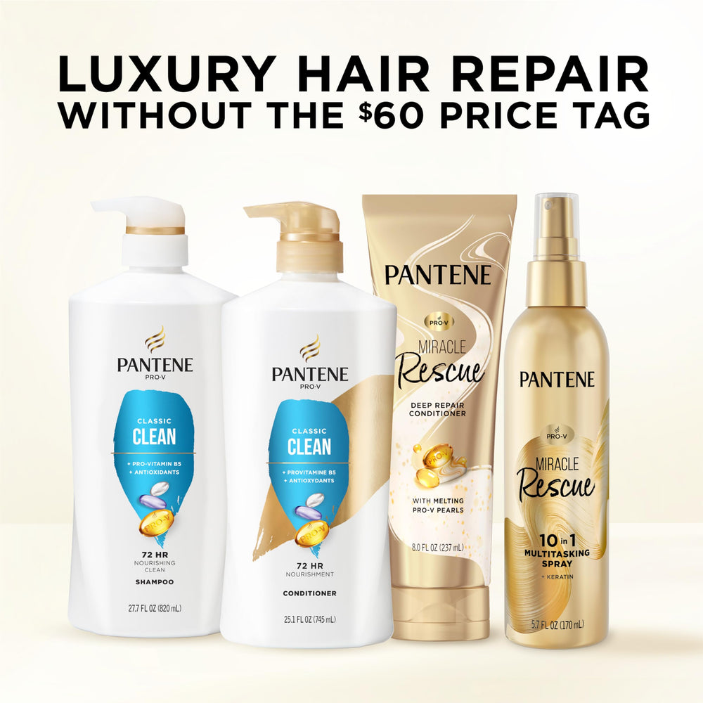 Pantene antioxidant-rich formula bottle highlights scalp-friendly balance.