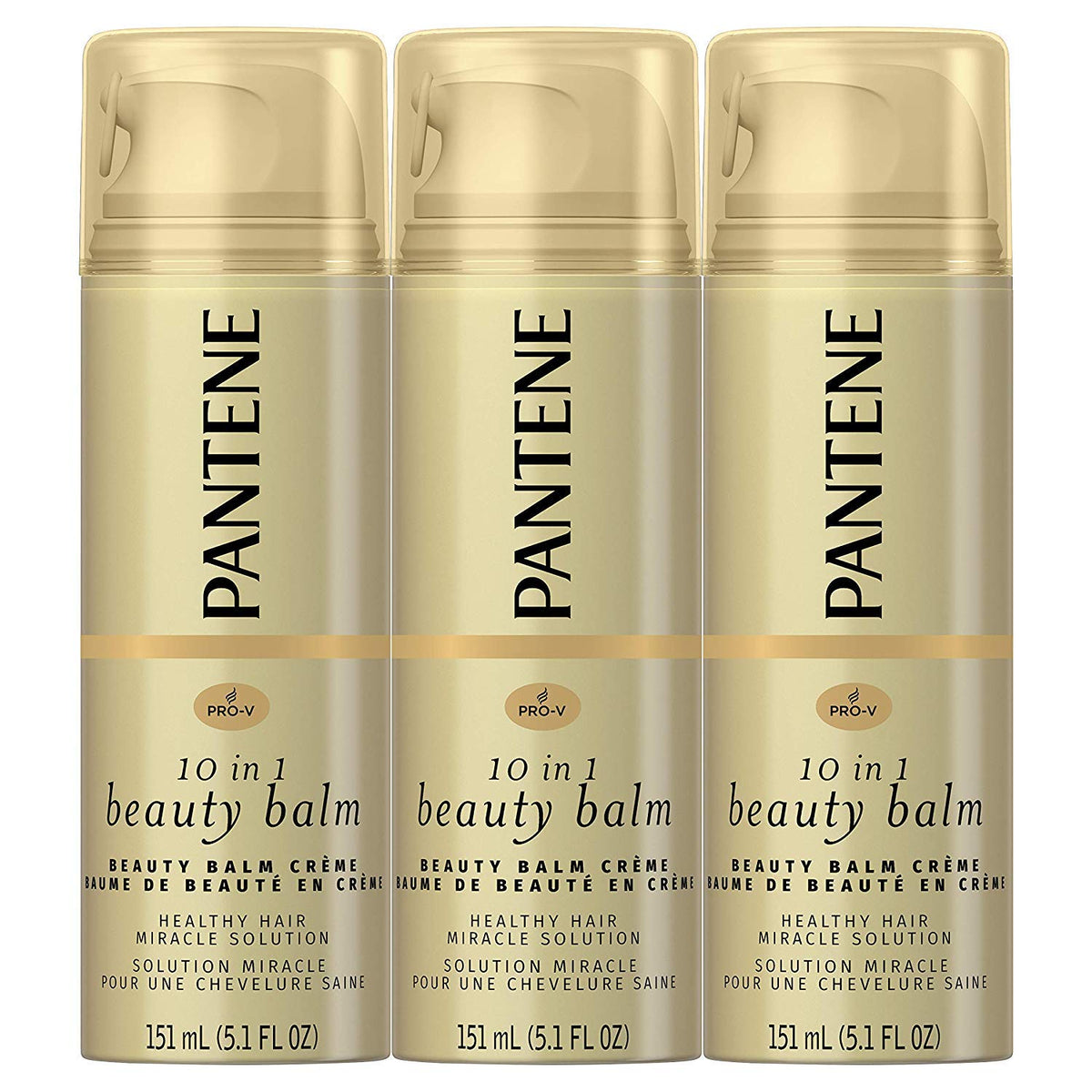 Pantene Beauty Balm, botella-vertiendo, ayuda a controlar el frizz para un peinado ligero.