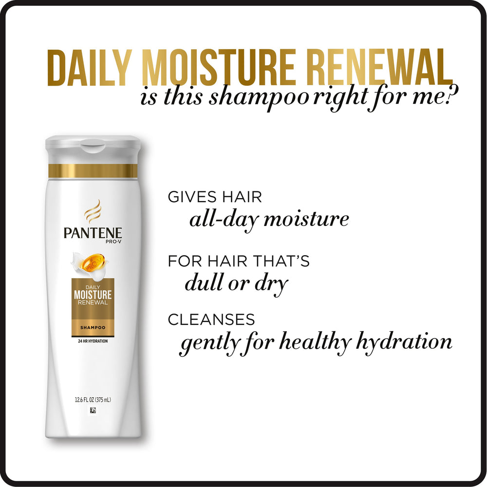 Pantene Champú limpia suavemente para hidratación duradera.