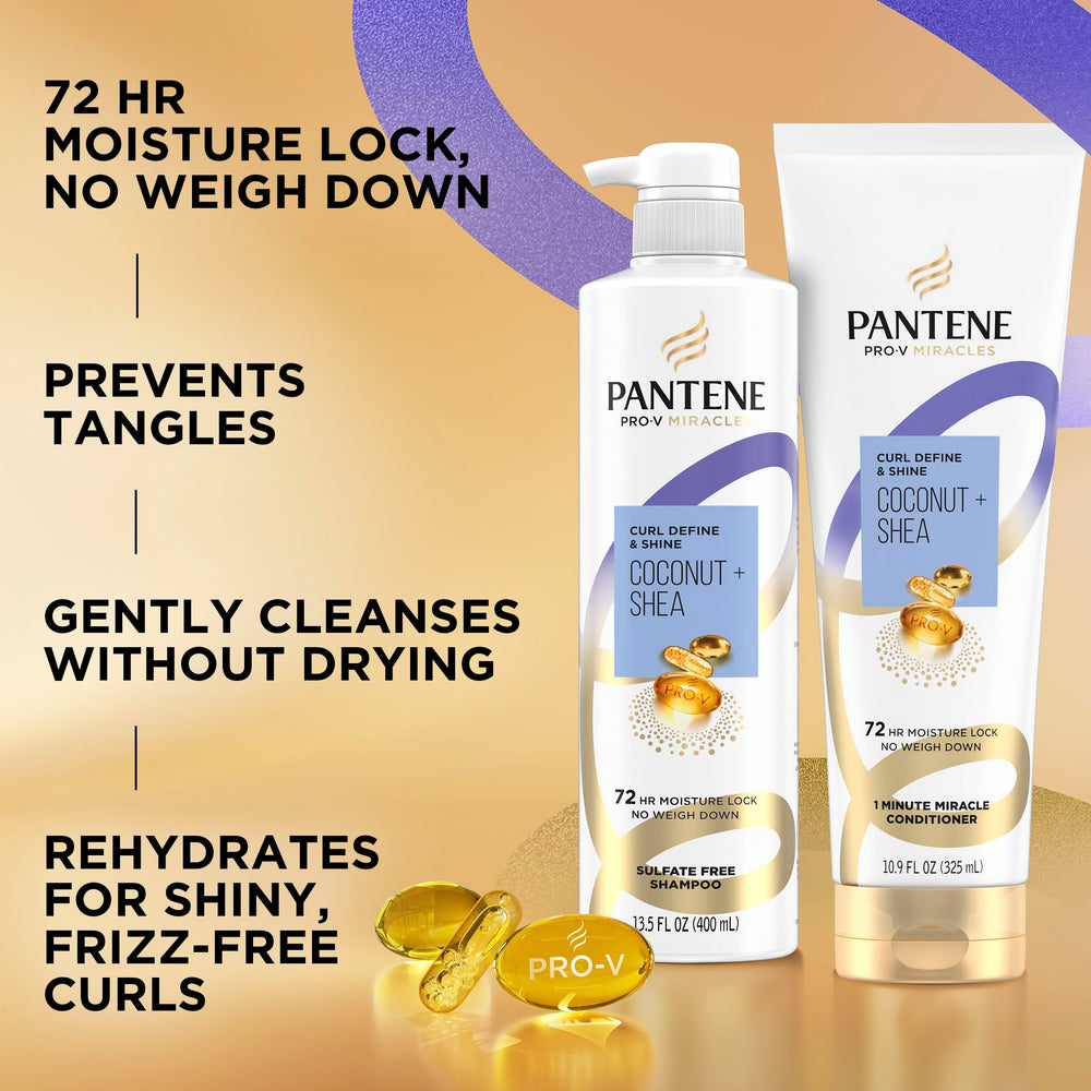 Pantene Miracles Curl Define y Shine: etiqueta con ingredientes clave.
