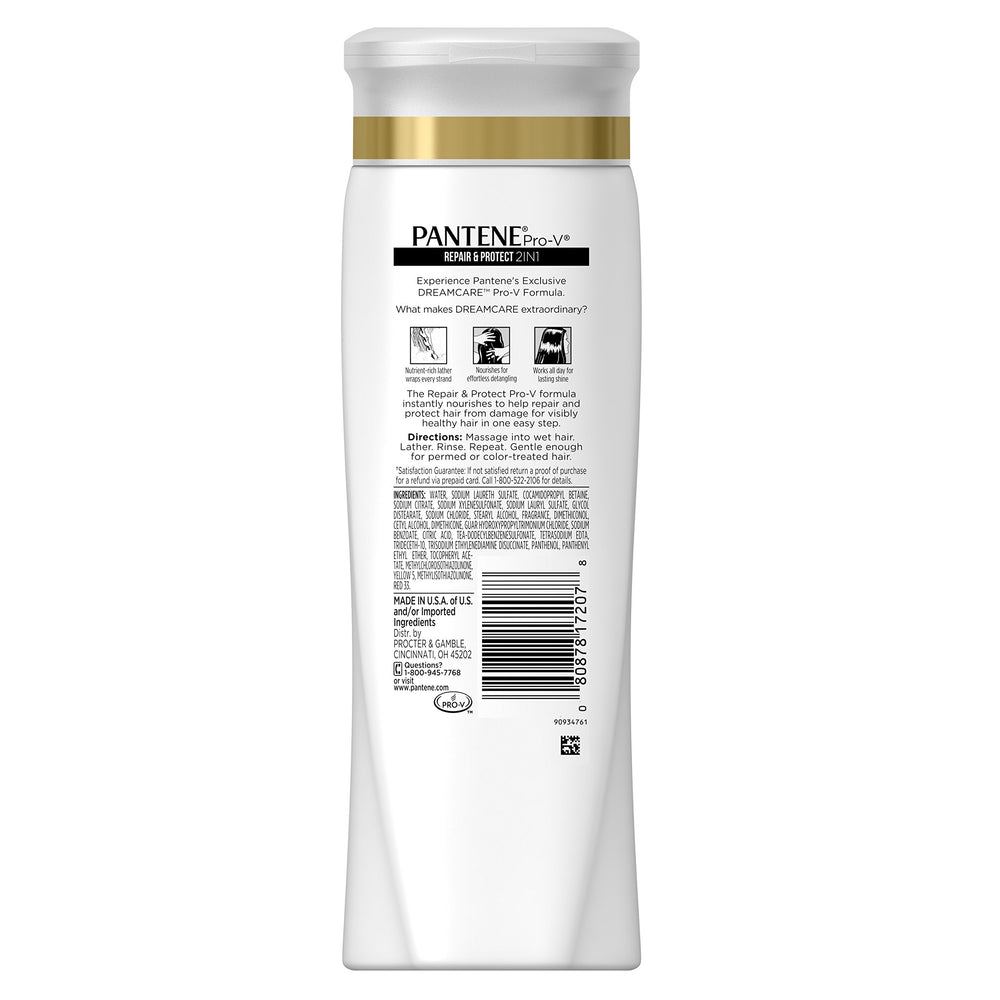 Pantene Pro-V 2 en 1: textura cremosa lista para aplicar y cuidar.