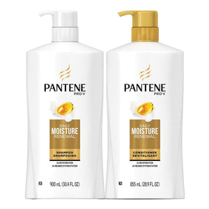Pantene Pro-V Daily Moisture Renewal set: shampoo y acondicionador para hidratación diaria del cabello.