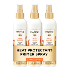 Pantene Pro-V Heat Primer, botella en primer plano, protege el cabello del calor