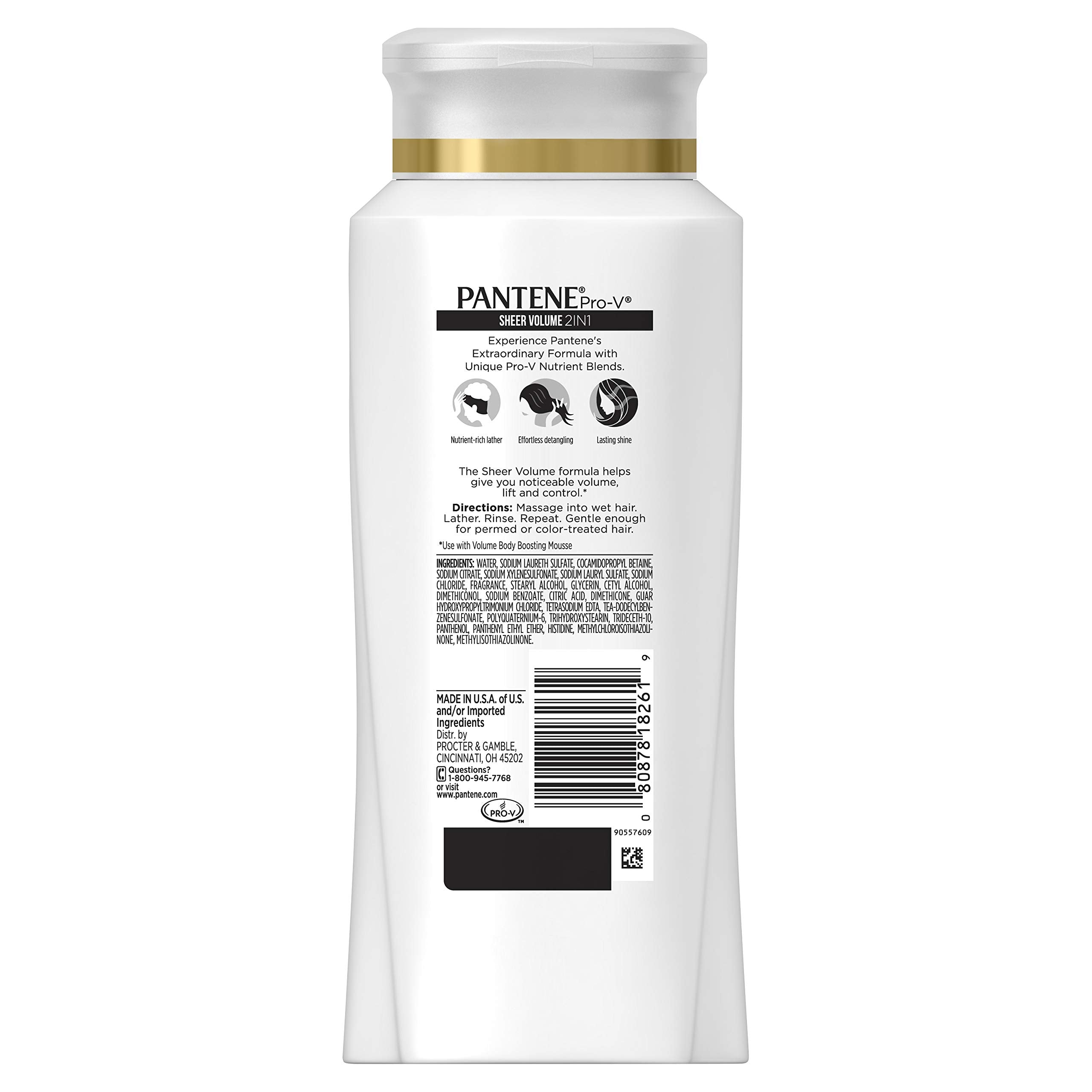 Pantene Pro-V Sheer Volume 2 en 1, aplicación de la espuma para desenredado suave