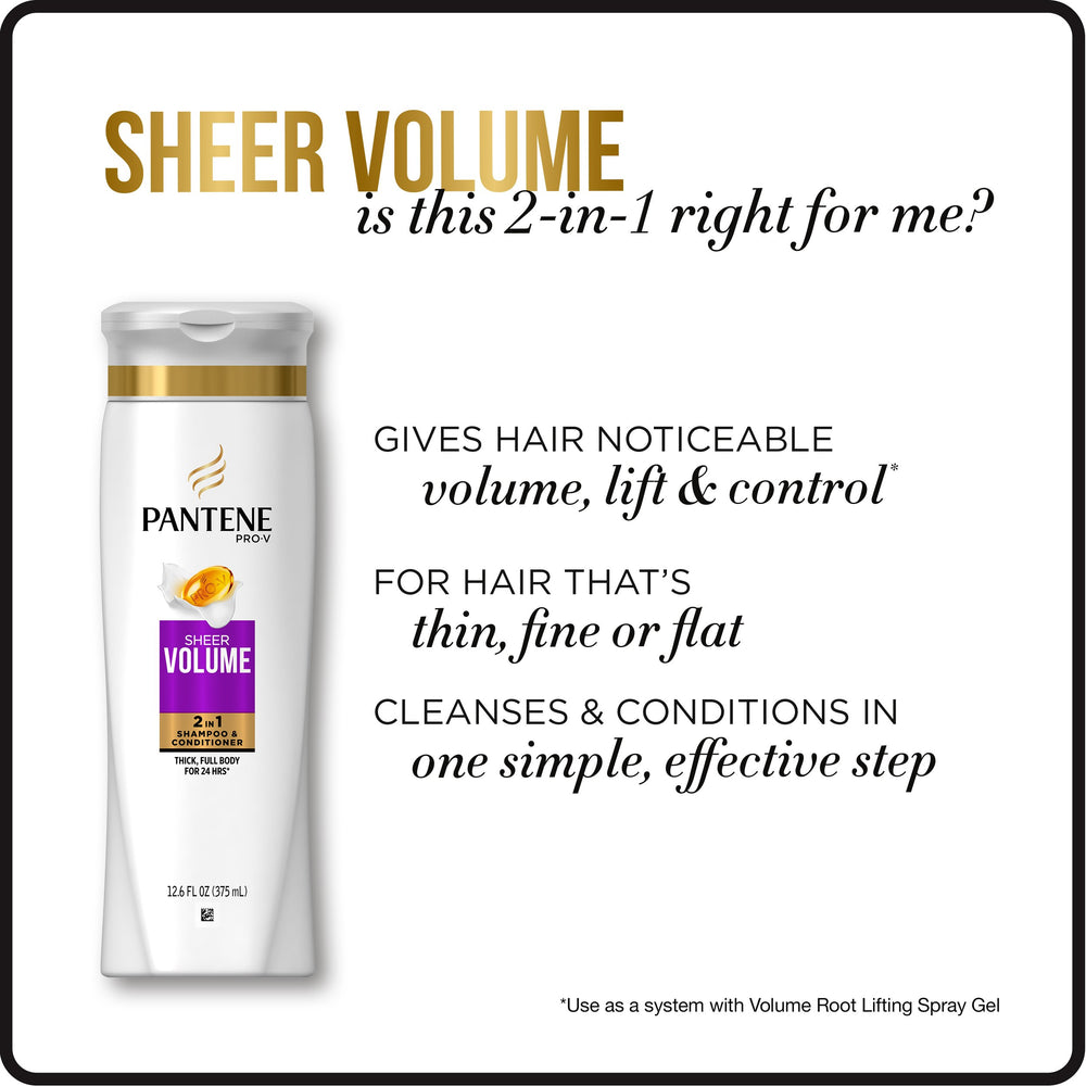 Pantene Pro-V Sheer Volume 2 en 1, cabello mojado preparando el lavado