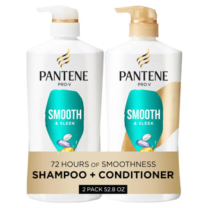 Pantene champú suave y liso controla el frizz para cabello brillante.