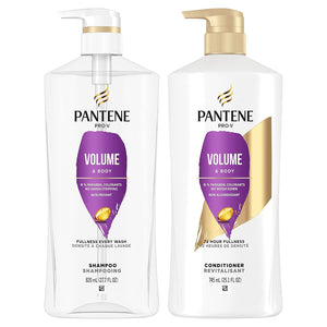 Pantene Volumen y Cuerpo shampoo: botella para volumen ligero y cabello suave.