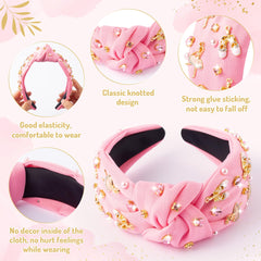 PANTIDE diadema con nudo superior cristal rosa; ajuste suave y cómodo