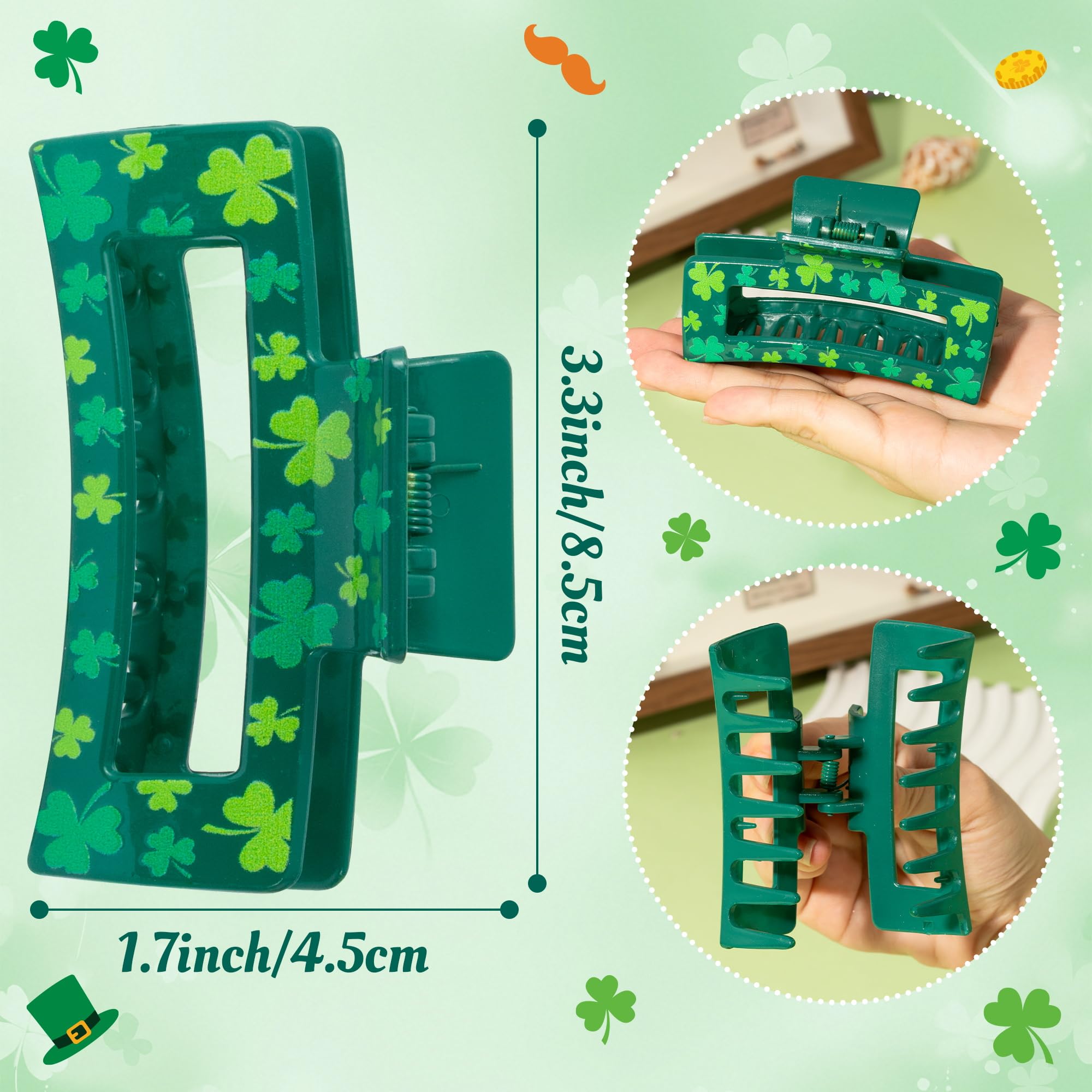 Pinza PANTIDE con trébol verde, diseño festivo para estilos diarios