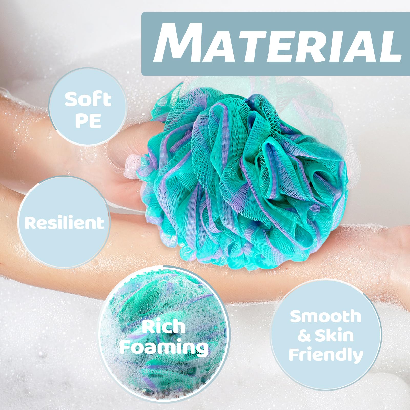 Panxxsen esponjas de baño verde azul para una exfoliación suave