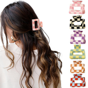 papasgix pinzas para pelo a cuadros multicolor, agarre firme para peinados duraderos