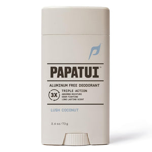 PAPATUI desodorante sin aluminio con aroma a coco, protección duradera para el día.