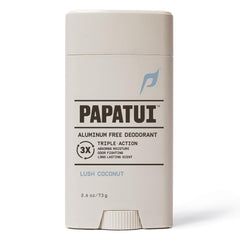 PAPATUI desodorante sin aluminio con aroma a coco, protección duradera para el día.