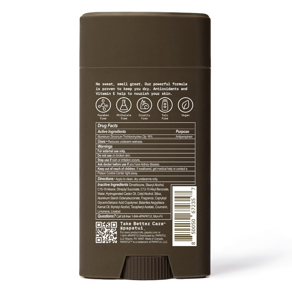PAPATUI fórmula vegana, antiperspirante confiable para uso diario