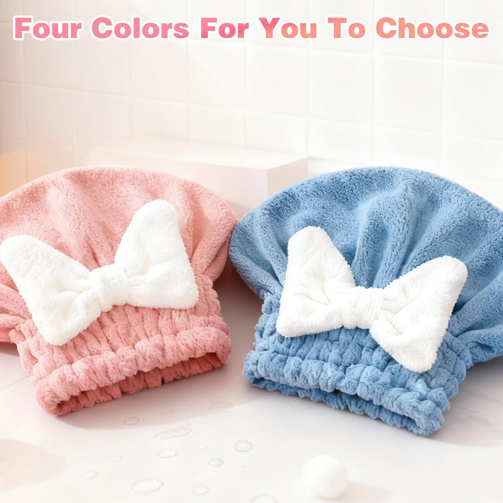 Paquete de dos toallas para cabello absorbentes de microfibra para diferentes peinados.