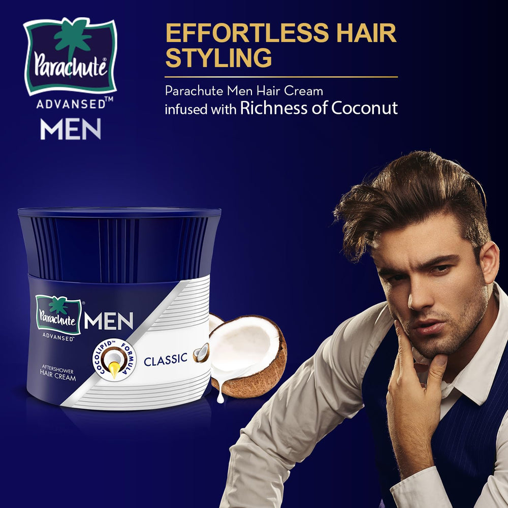 Parachute Advansed Crema para Cabello de Hombres, brillo suave y cabello nutrido
