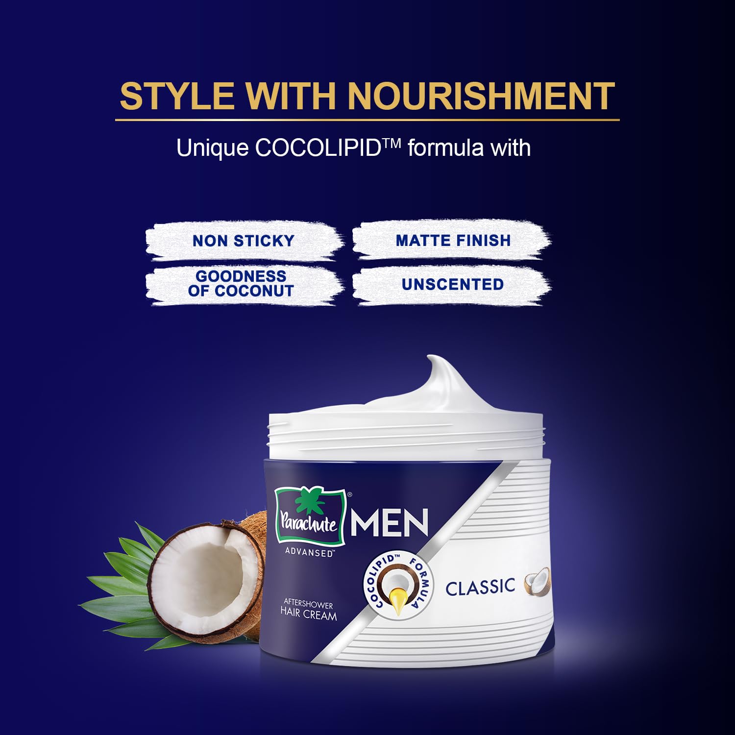 Parachute Advansed Crema para Cabello de Hombres, nutrición de coco para suavidad