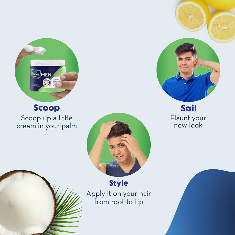 Parachute Advansed Crema Capilar, mano aplicando para peinado suave.