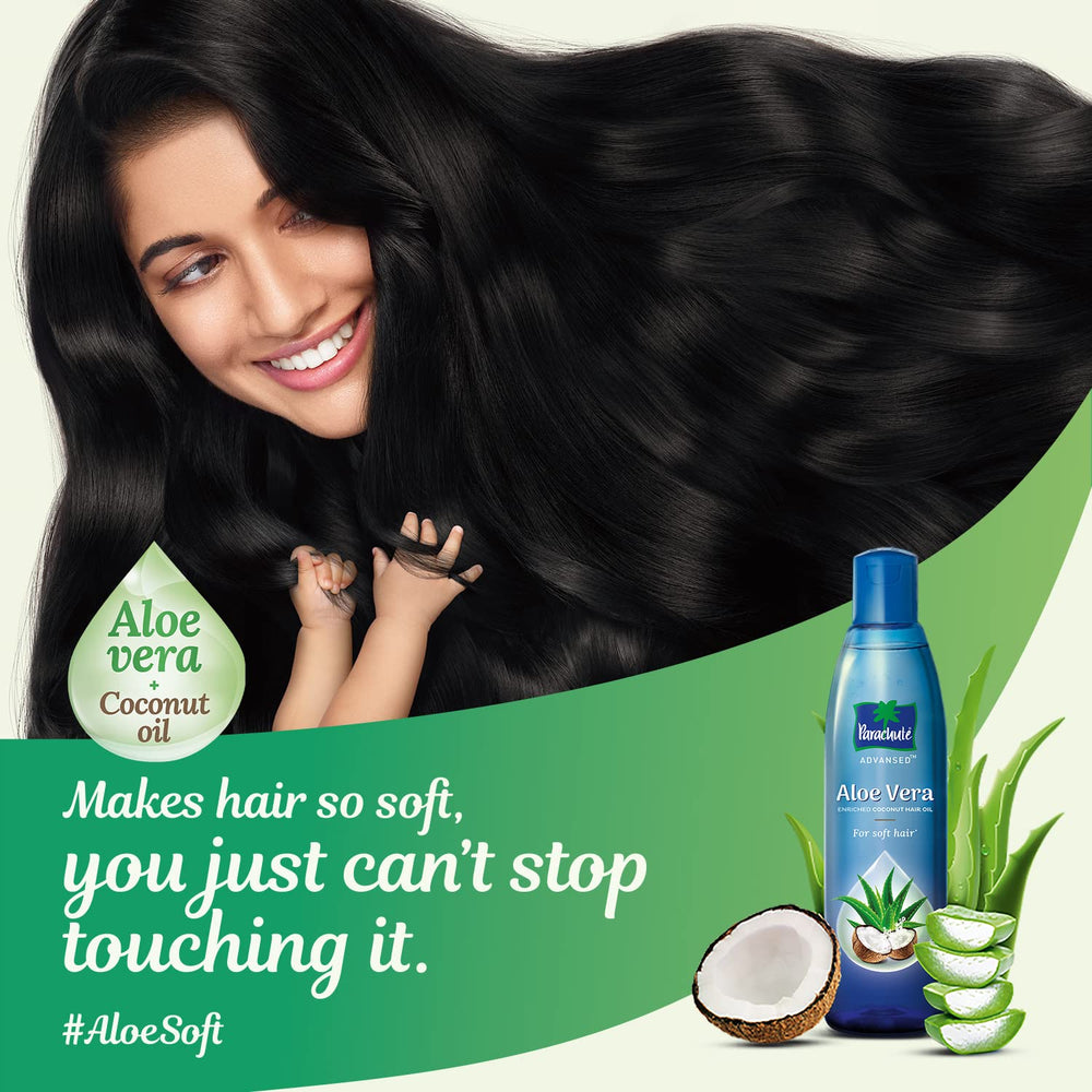 Parachute Advansed Aloe Vera, textura ligera sin residuos, deja el cabello ligero